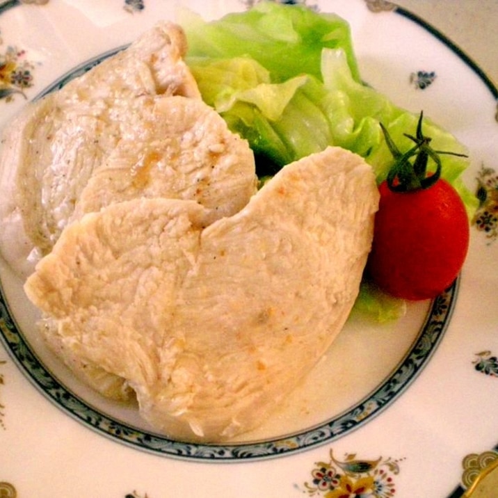 茹で鶏とキャベツの梅レモンだれ